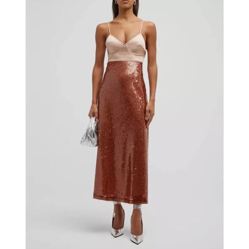 A.L.C. Sequin Midi Dress in Copper and Blush